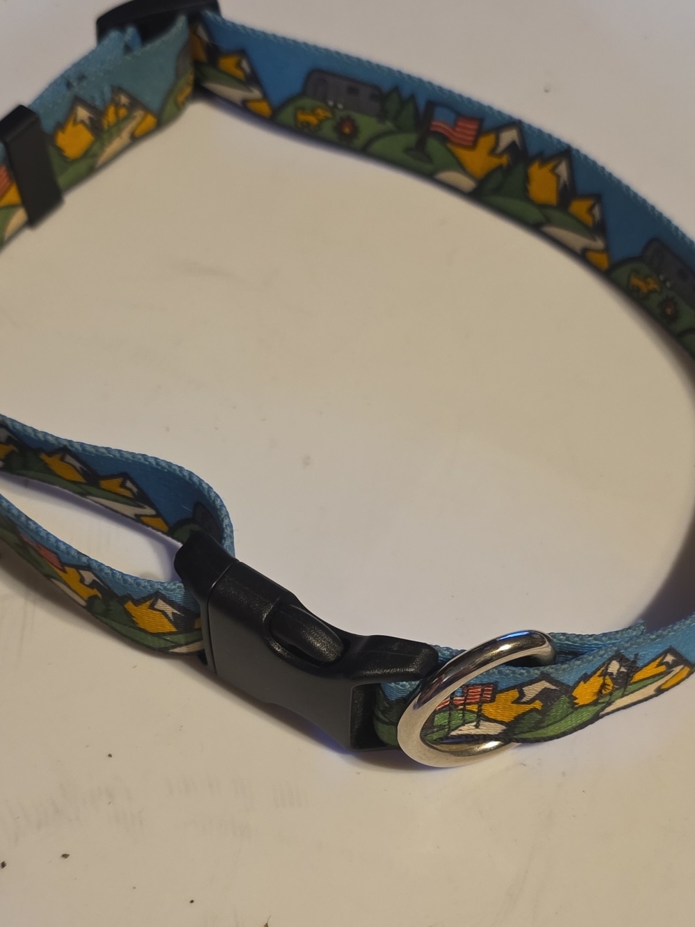 Blue Scenic Pattern Small Pet Collar - Durable Everyday Wear